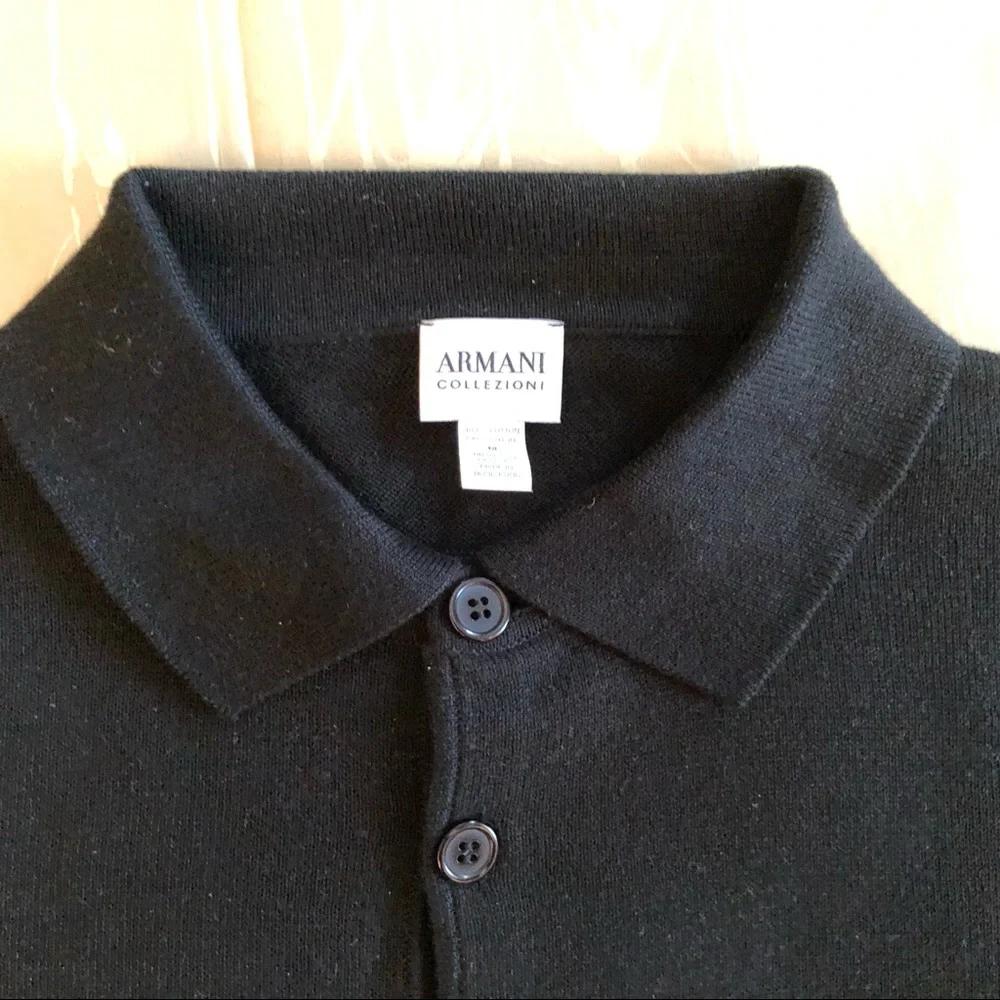 Armani Collezioni Cotton Knit Long Sleeve Polo - Picture 3 of 6